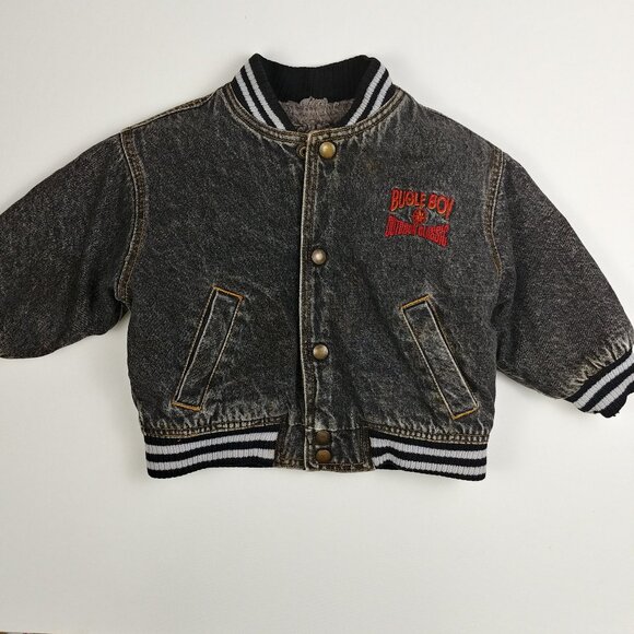 Vintage Bugle Boy Sherpa Lined Black Denim Jacket 18-24 Months - Picture 9 of 12